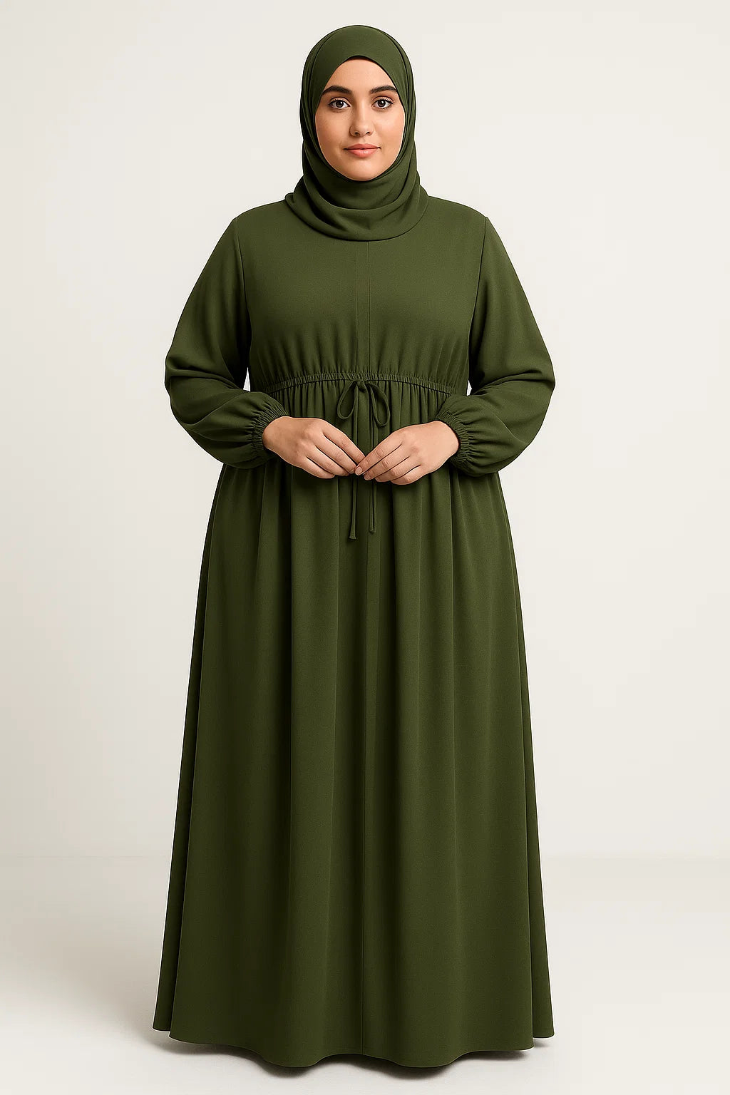 Drawstring Abaya – Olive Green