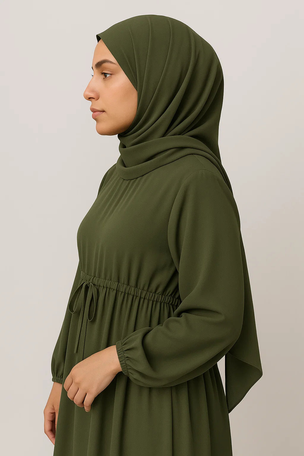 Drawstring Abaya – Olive Green
