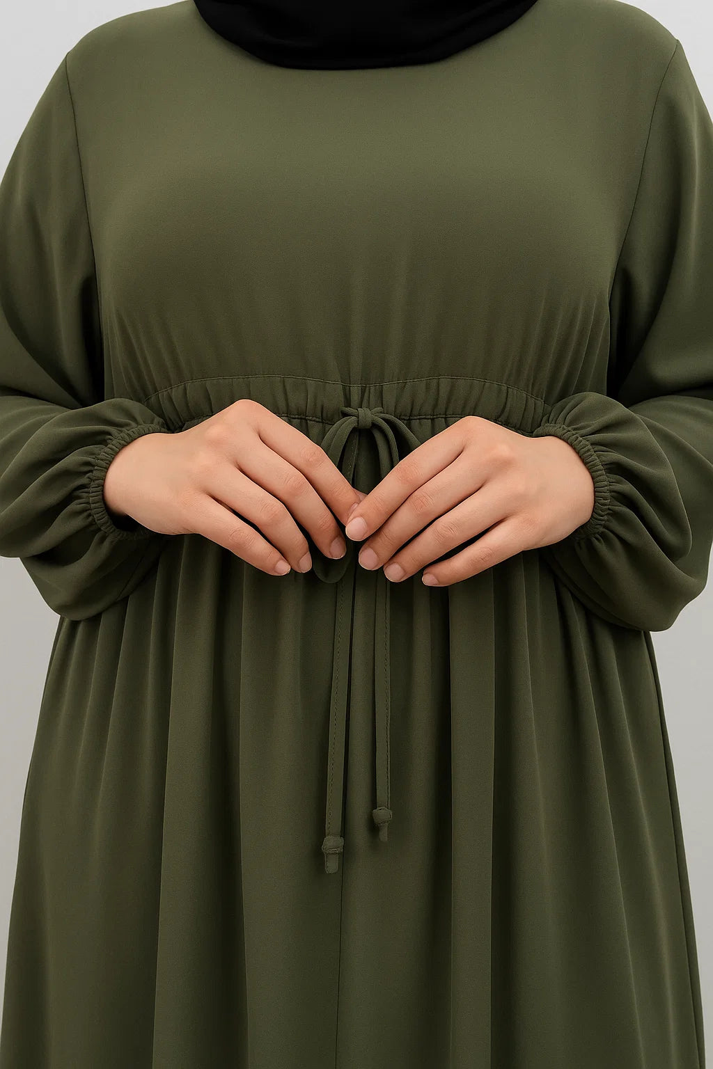 Drawstring Abaya – Olive Green