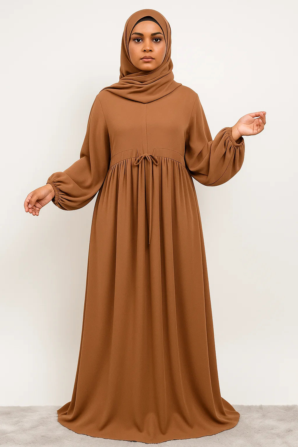 Drawstring Abaya – Warm Caramel