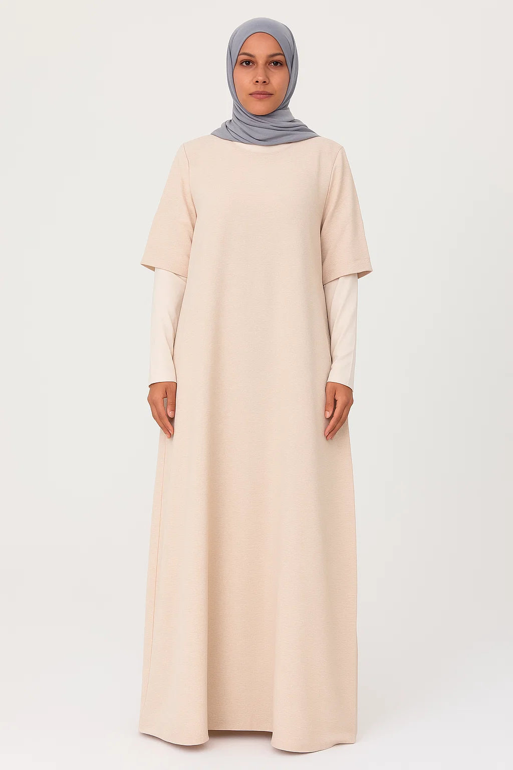 Short Sleeve Abaya – Cream Beige
