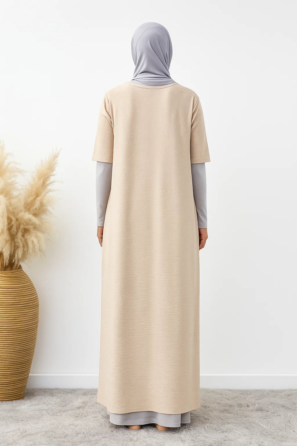 Short Sleeve Abaya – Cream Beige