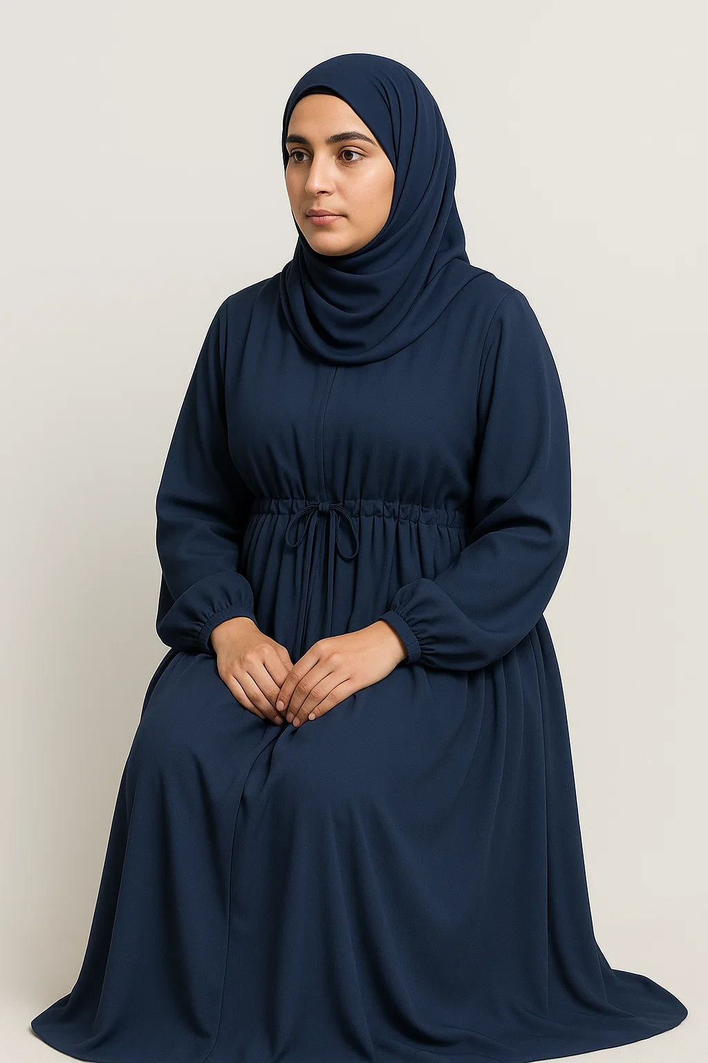 Drawstring Abaya – Navy Blue