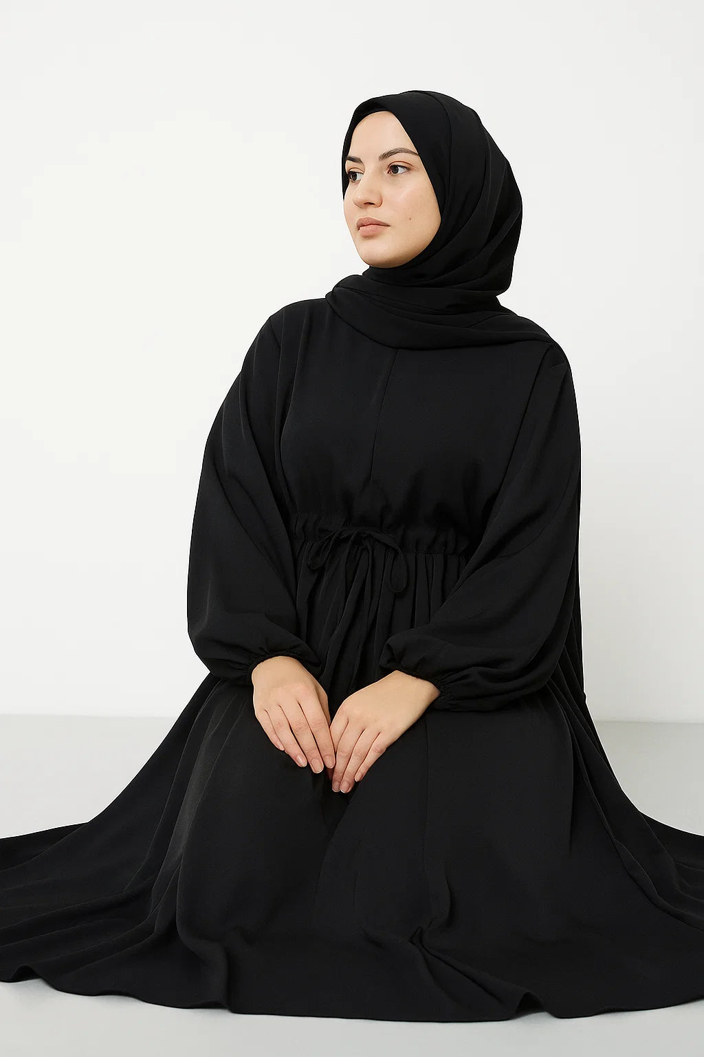 Drawstring Abaya – Black