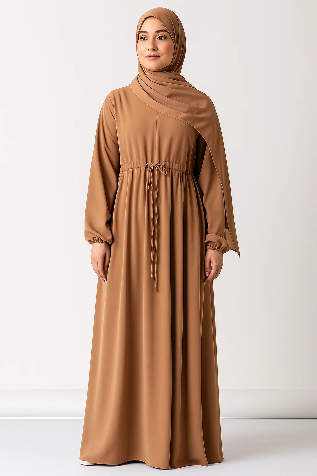 Drawstring Abaya – Camel Brown