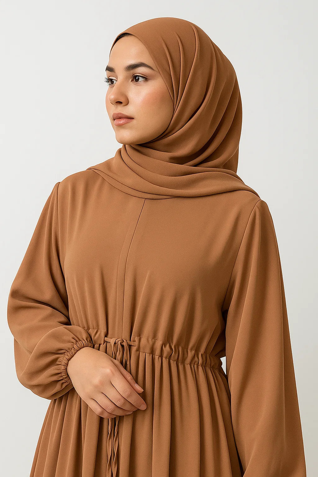Drawstring Abaya – Camel Brown
