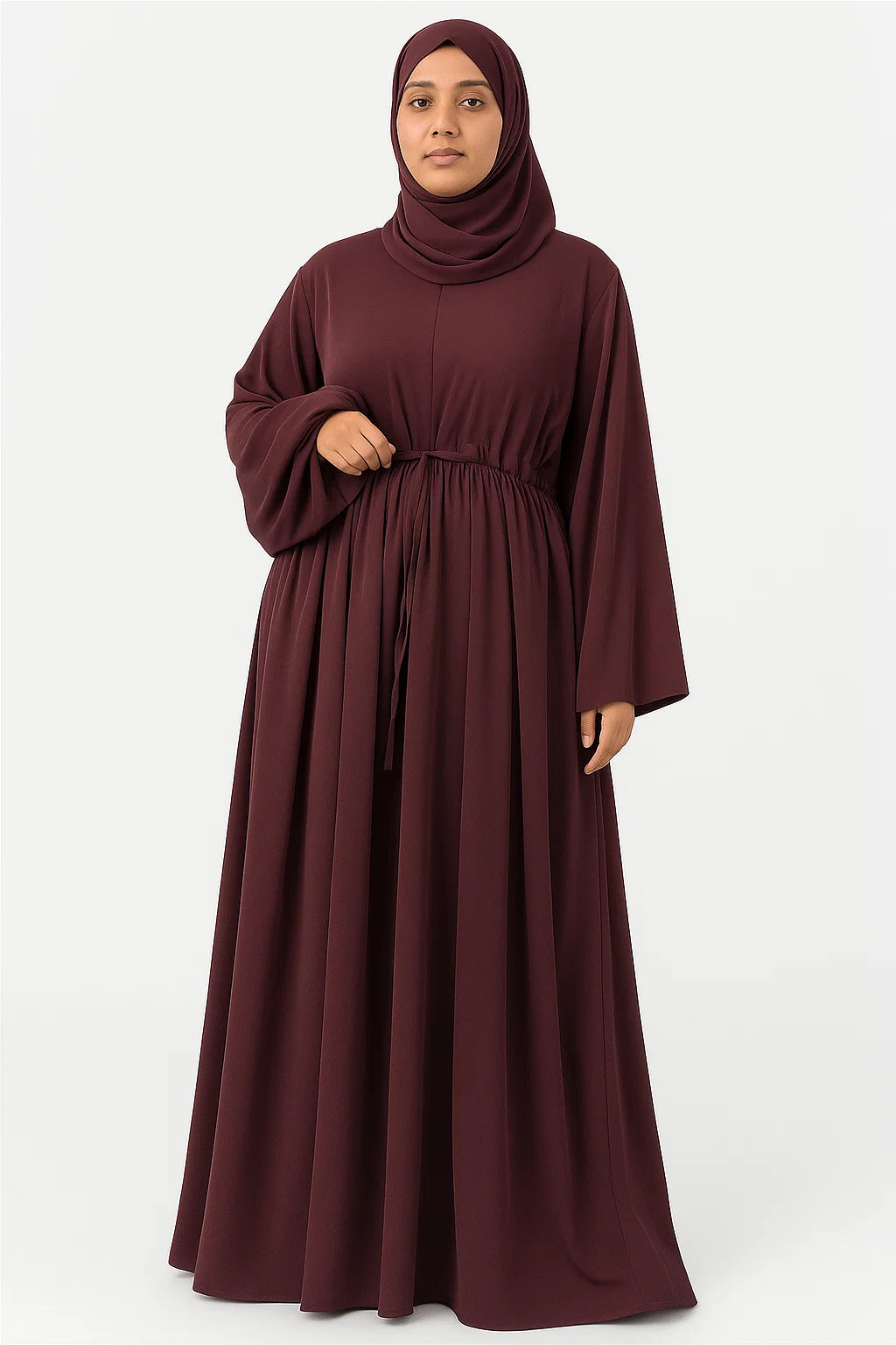 Drawstring Abaya – Deep Plum