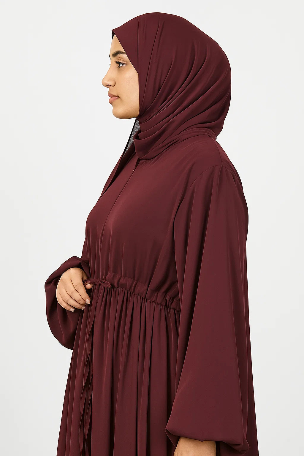 Drawstring Abaya – Deep Plum