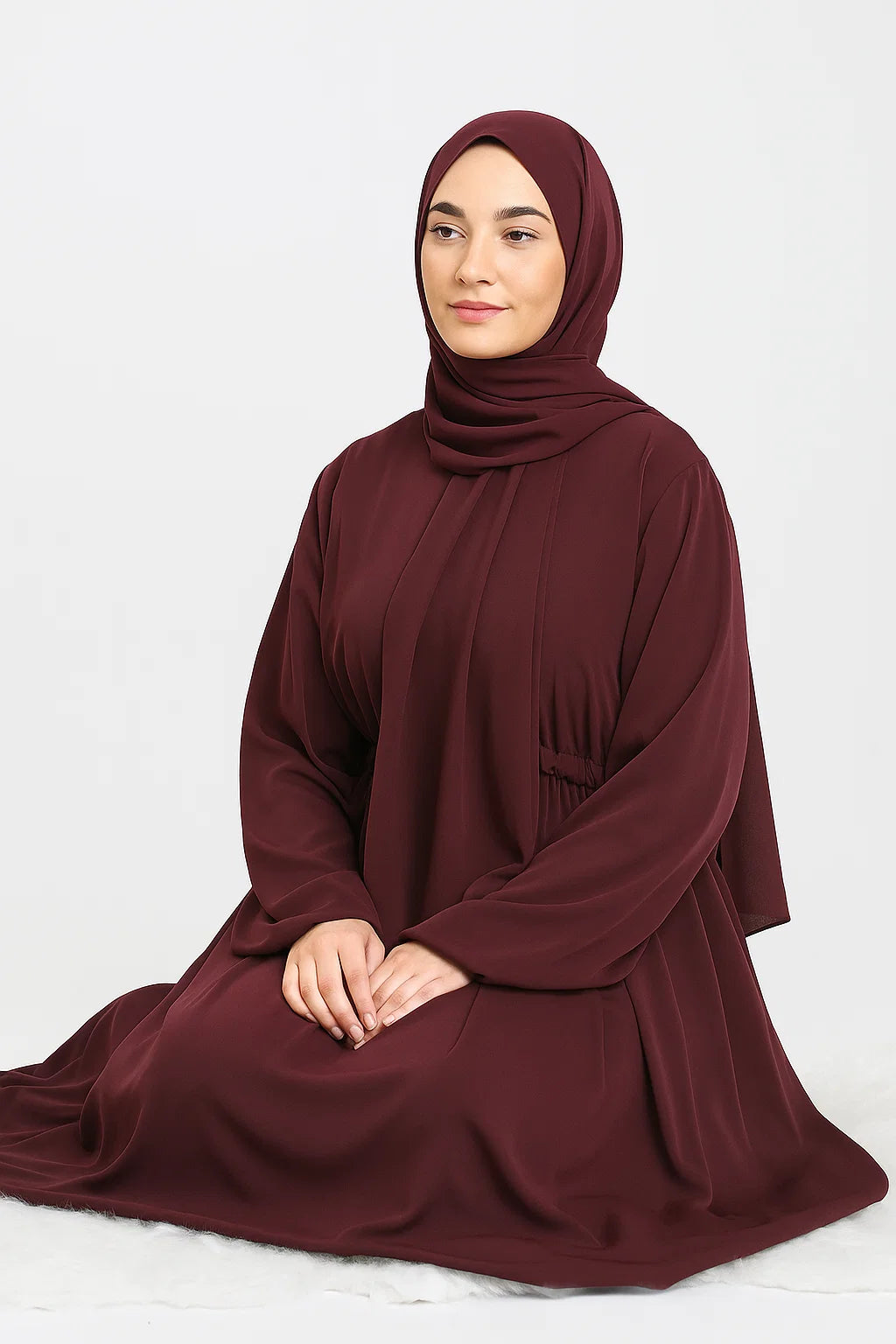 Drawstring Abaya – Deep Plum