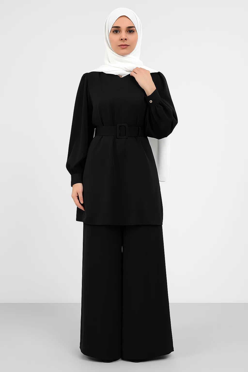 Two-Piece Belted Set – Black