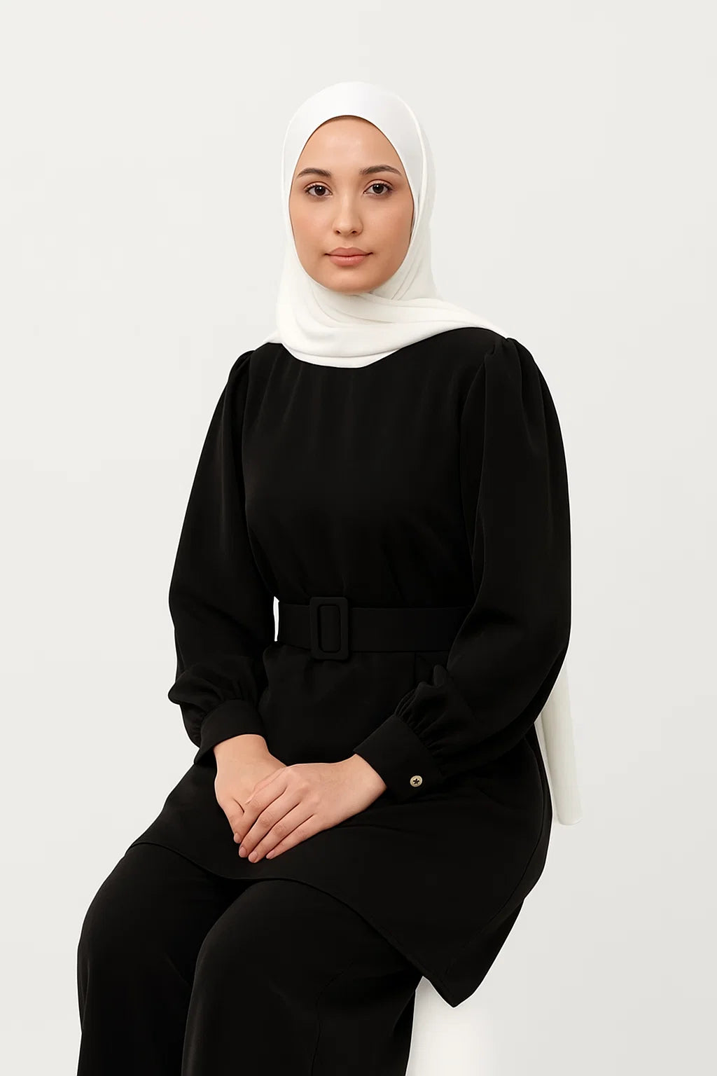Two-Piece Belted Set – Black