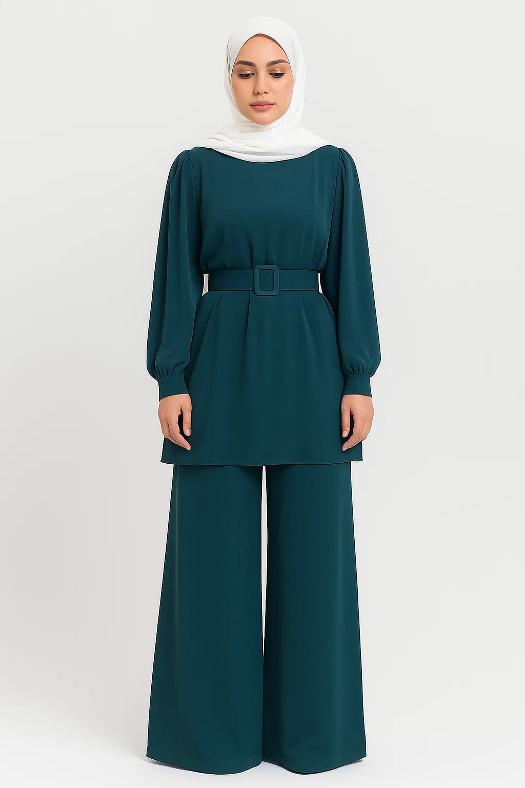 Two-Piece Belted Set – Teal
