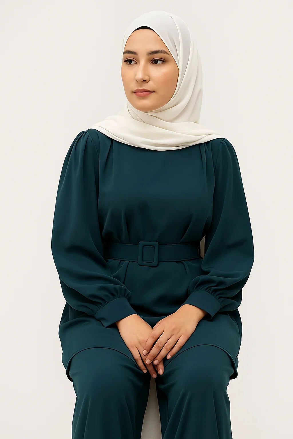 Two-Piece Belted Set – Teal