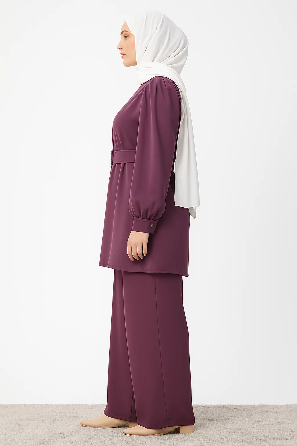 Two-Piece Belted Set – Mauve