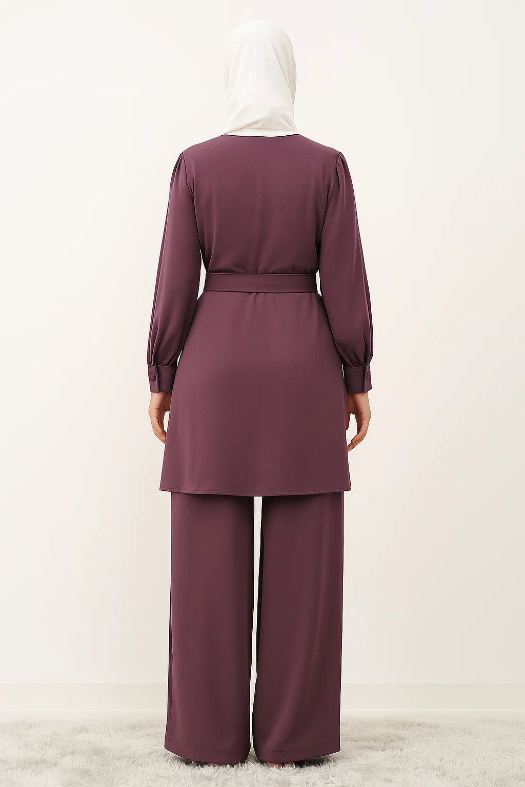 Two-Piece Belted Set – Mauve