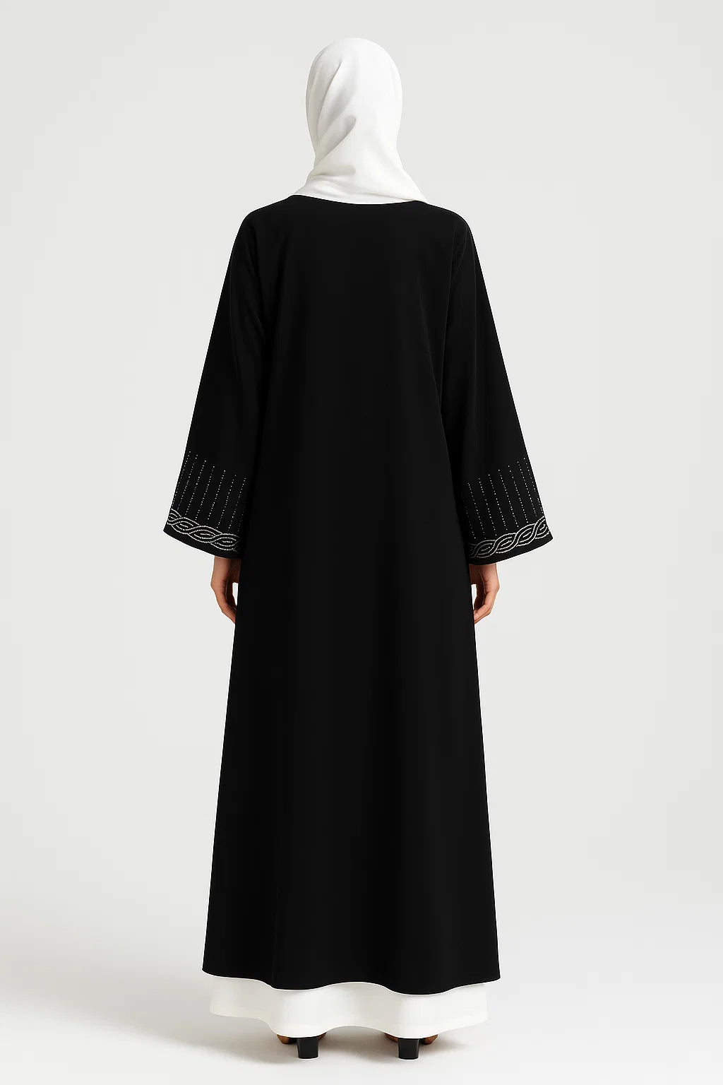 Embroidered Open Abaya – Black