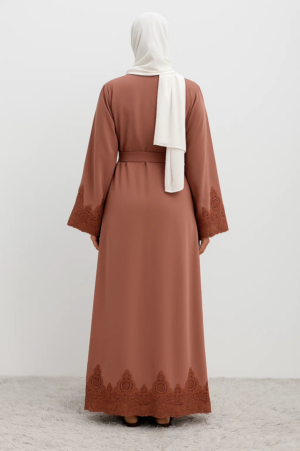 Embroidered Cuff & Hem Abaya – Rosewood