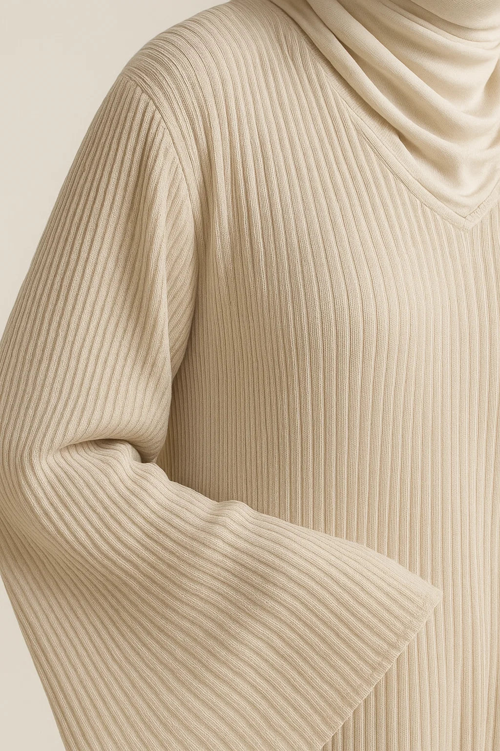 Pleated Maxi Abaya – Cream