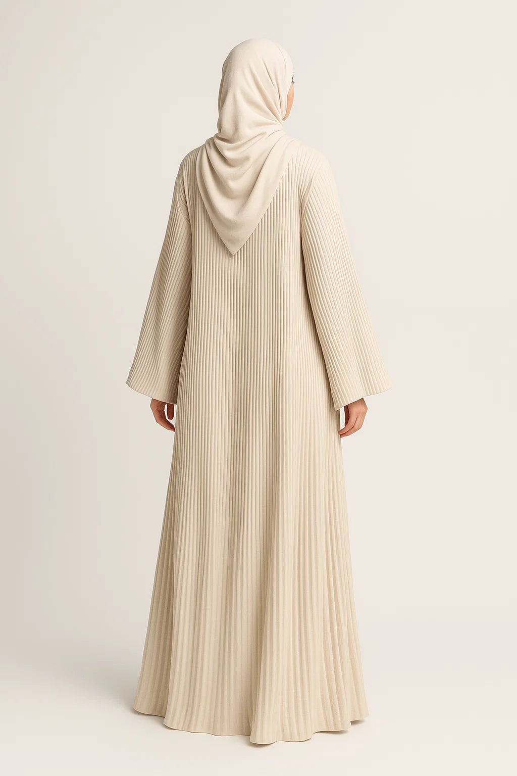 Pleated Maxi Abaya – Cream