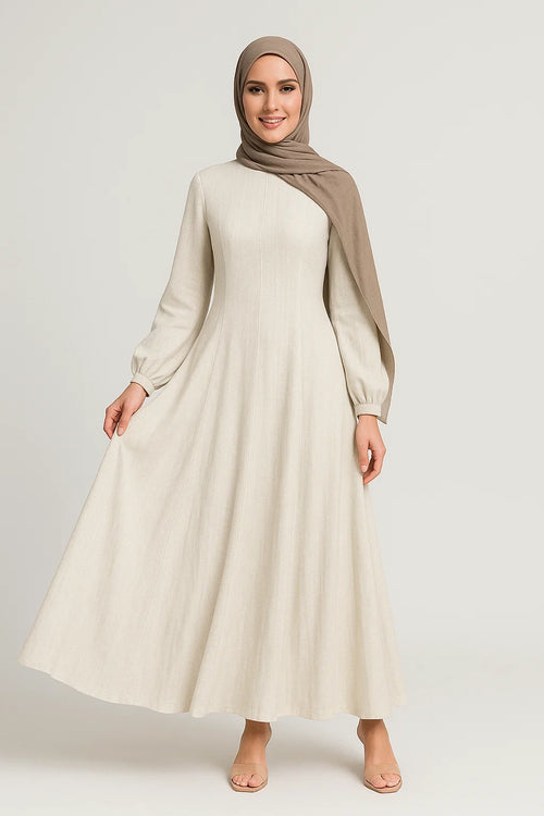 Linen Maxi Abaya – Ivory