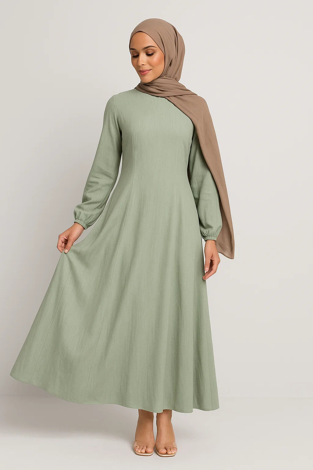 Linen Maxi Abaya – Sage