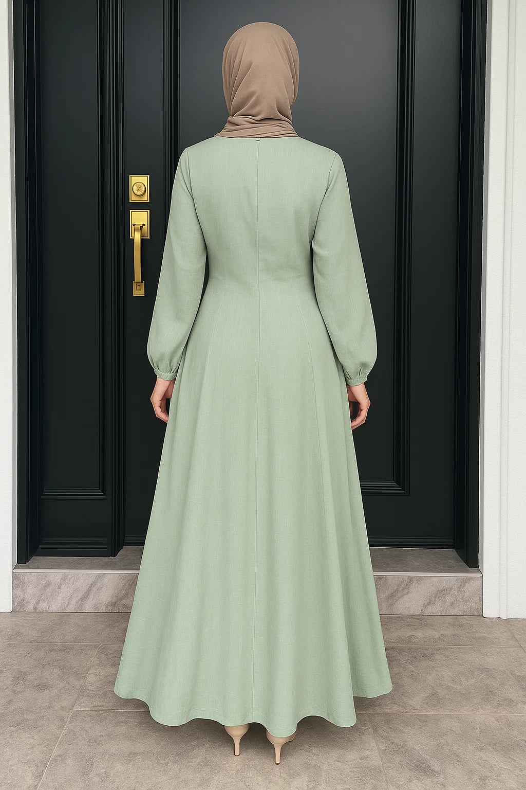 Linen Maxi Abaya – Sage
