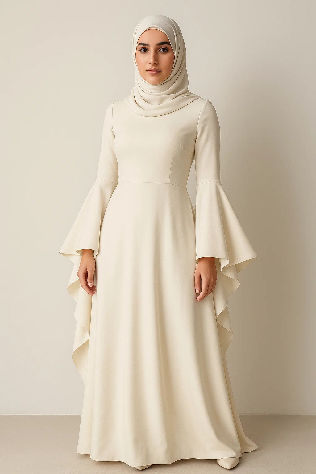 Flared Sleeve Maxi Dress – Ivory