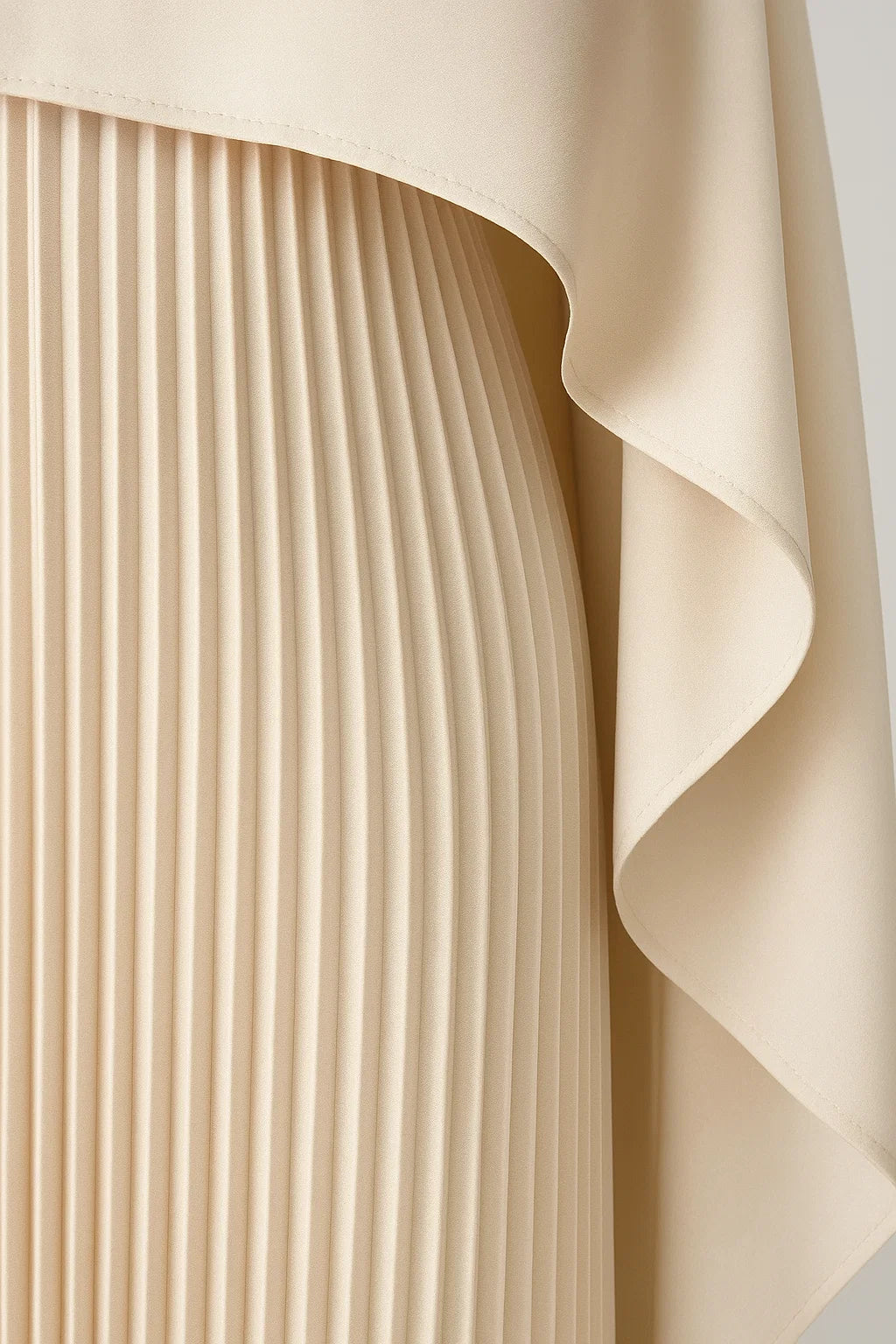 Cape Overlay Pleated Maxi Dress – Ivory