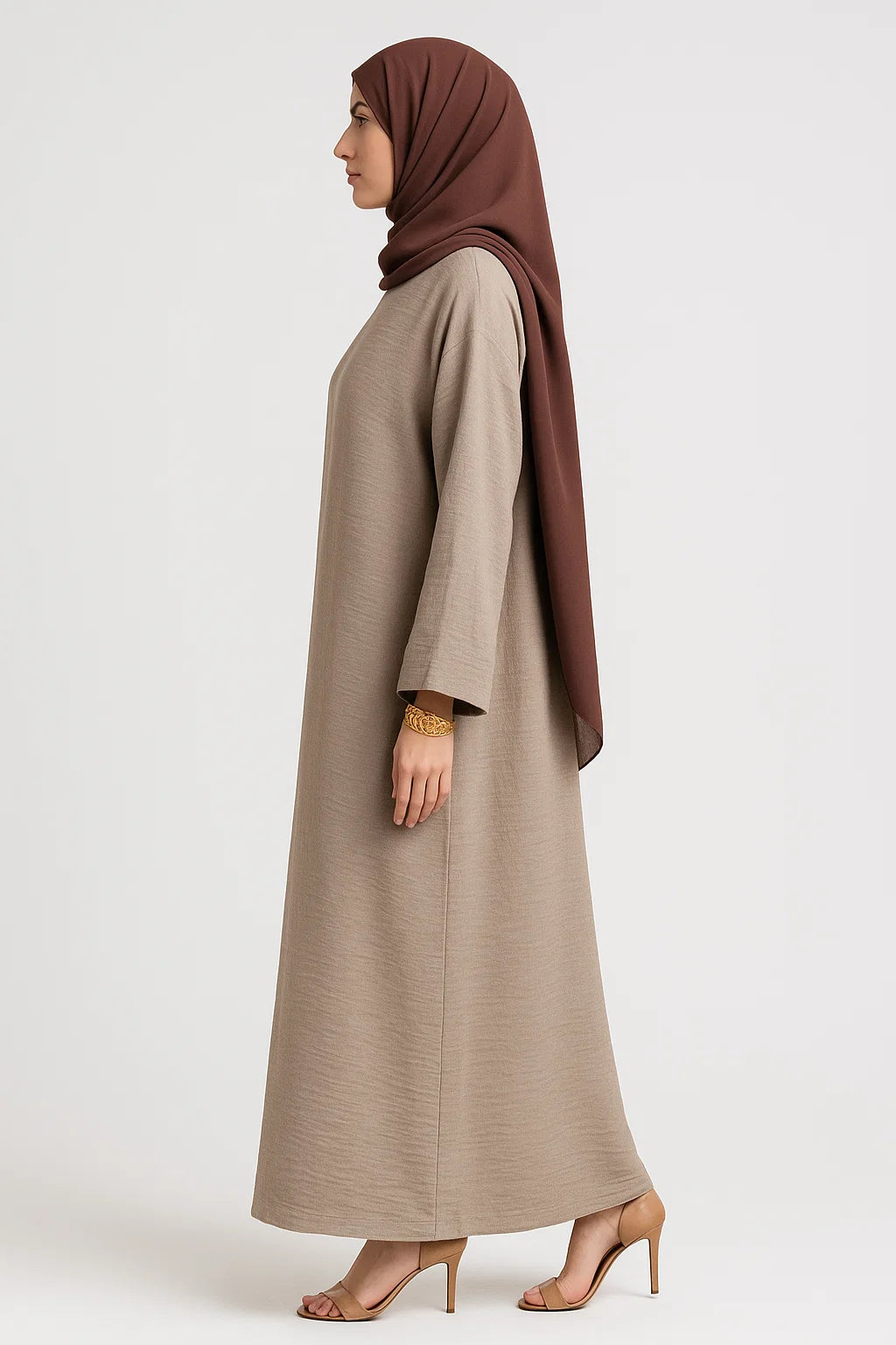 Textured Straight-Cut Abaya – Mocha
