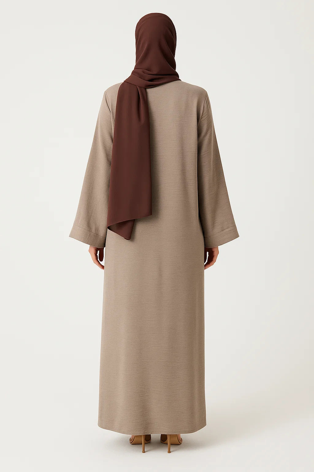 Textured Straight-Cut Abaya – Mocha