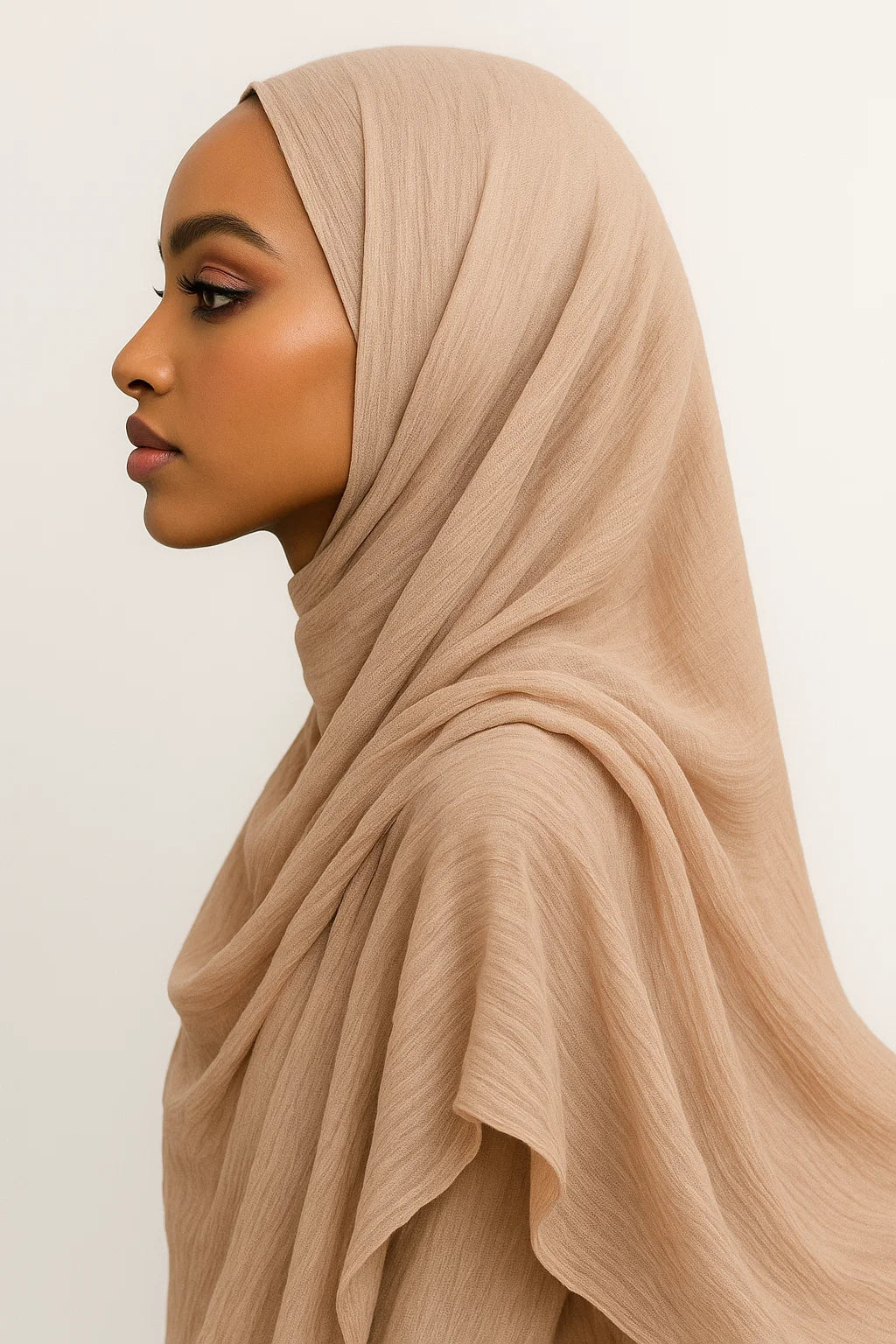 Textured Nylon Hijab – Nude